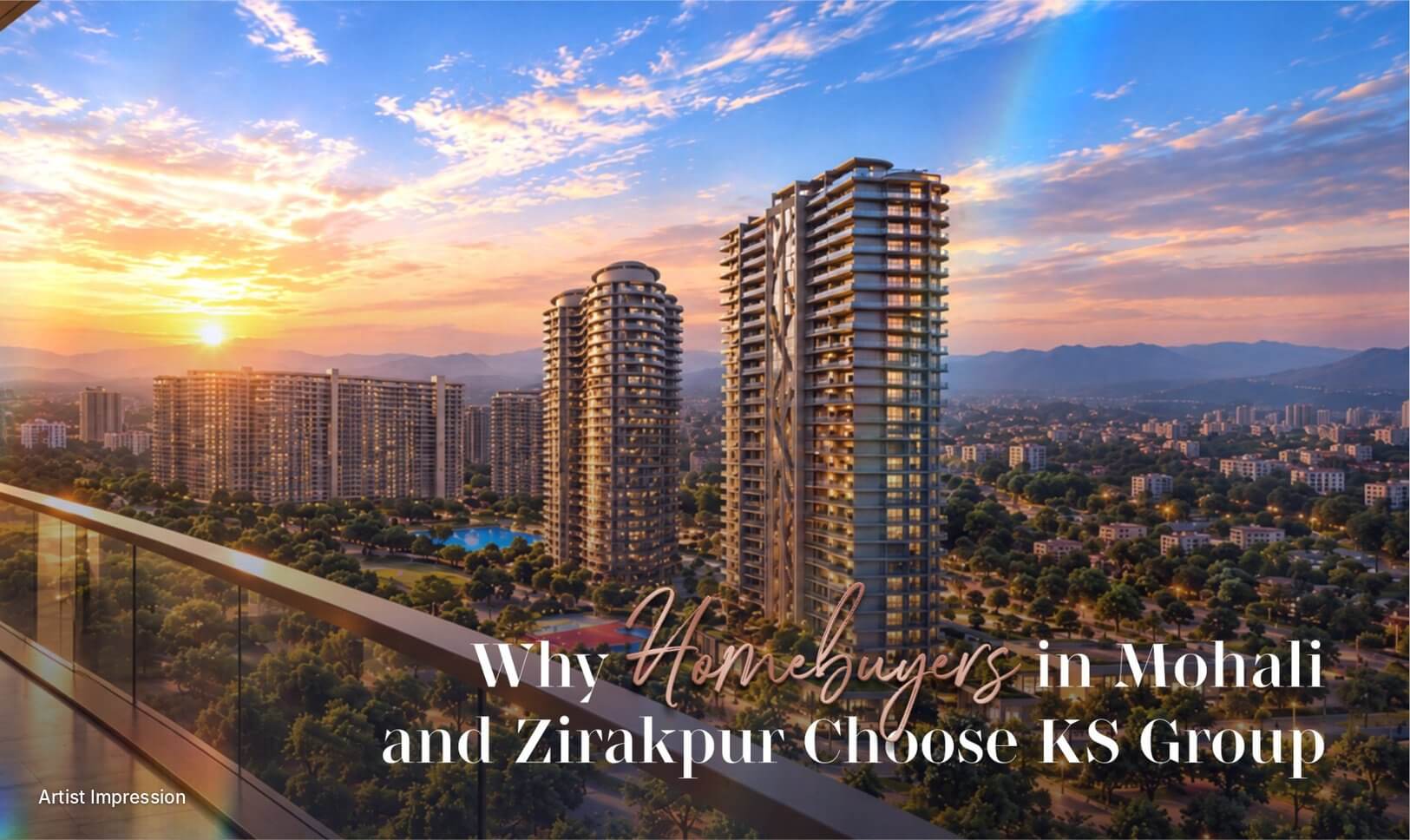 Sunset View of High-Rise Residential Towers in Zirakpur | Artist Impression